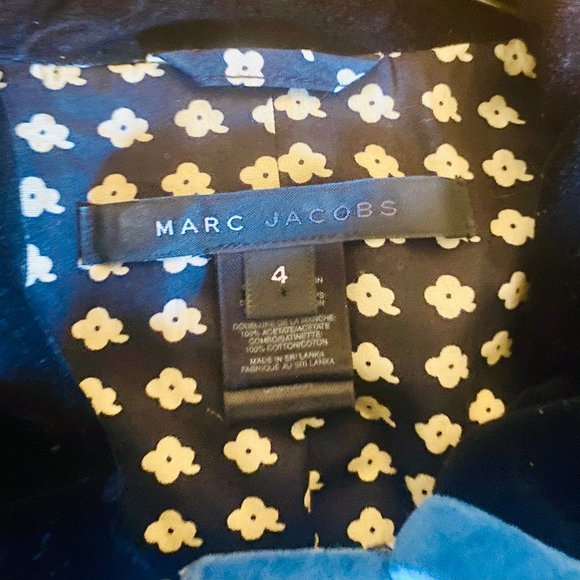 Marc Jacobs Velvet Black Blue Gold Button Blazer Jacket Size 4 - Picture 6 of 7